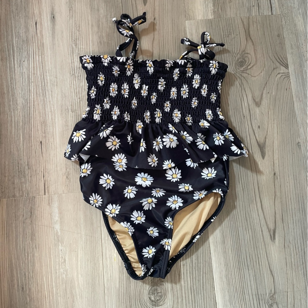 Old Navy Floral Black One-Piece Swimsuit